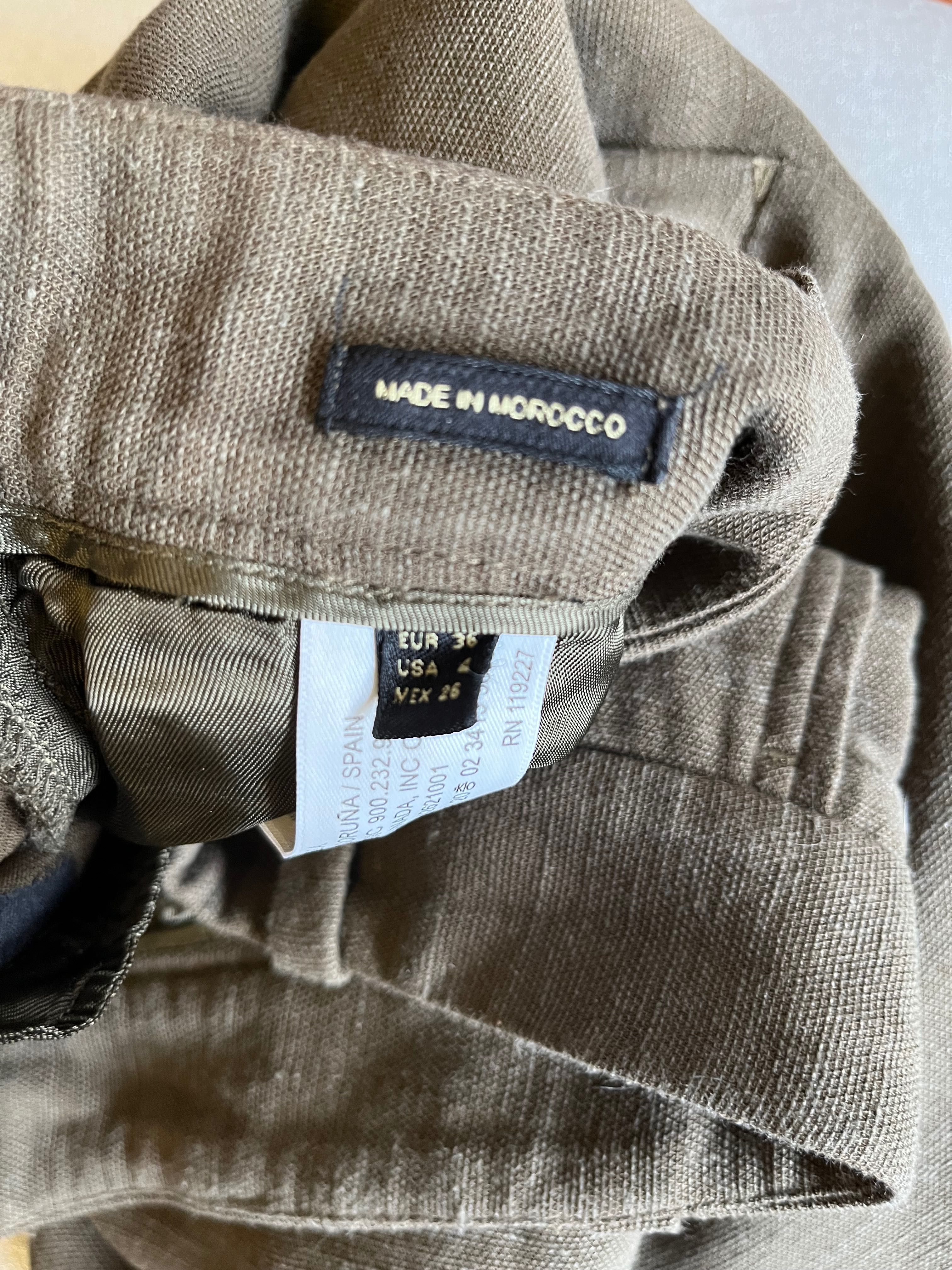 Spodnie Massimo Dutti S 36 len i wiskoza kolor oliwkowy khaki
