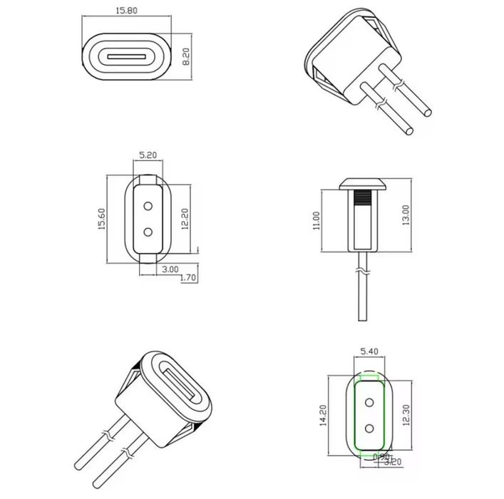 Роз'єм конектор USB C 2 шт AITRIP Type-C Female Chassis