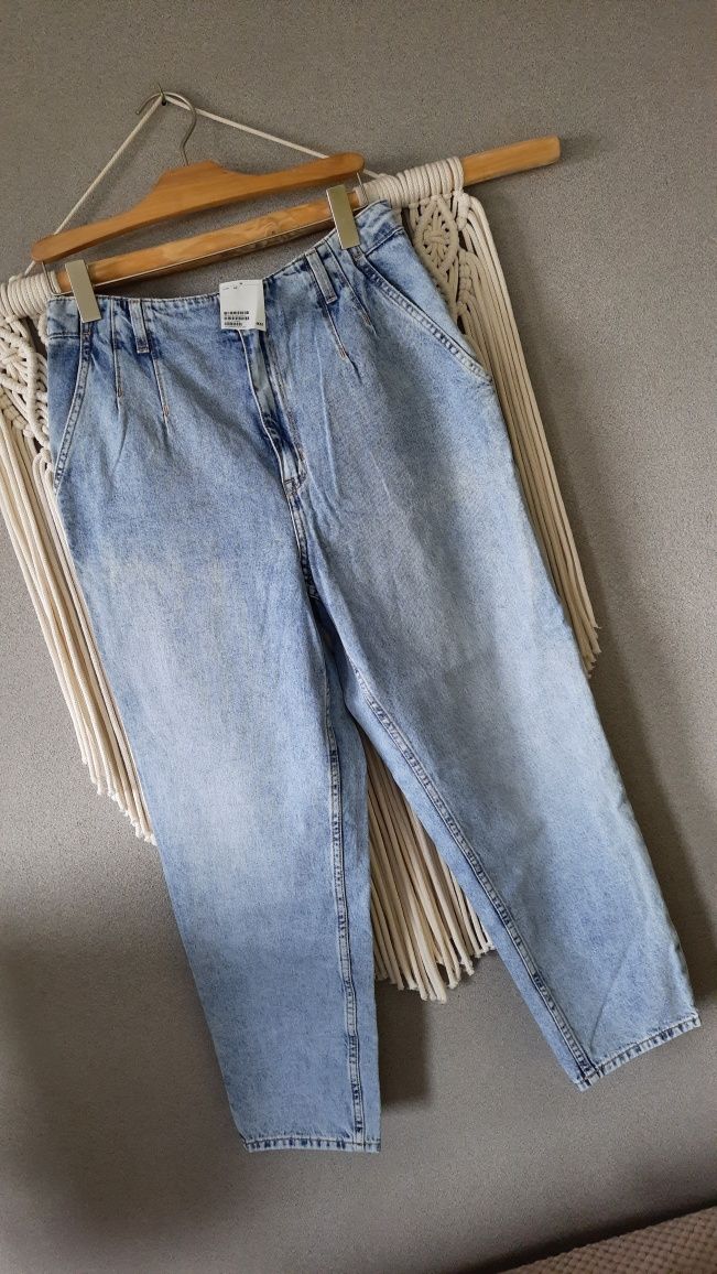 H&M Mom High Pleated Jeans | nowe z metką | R M/L 38/40