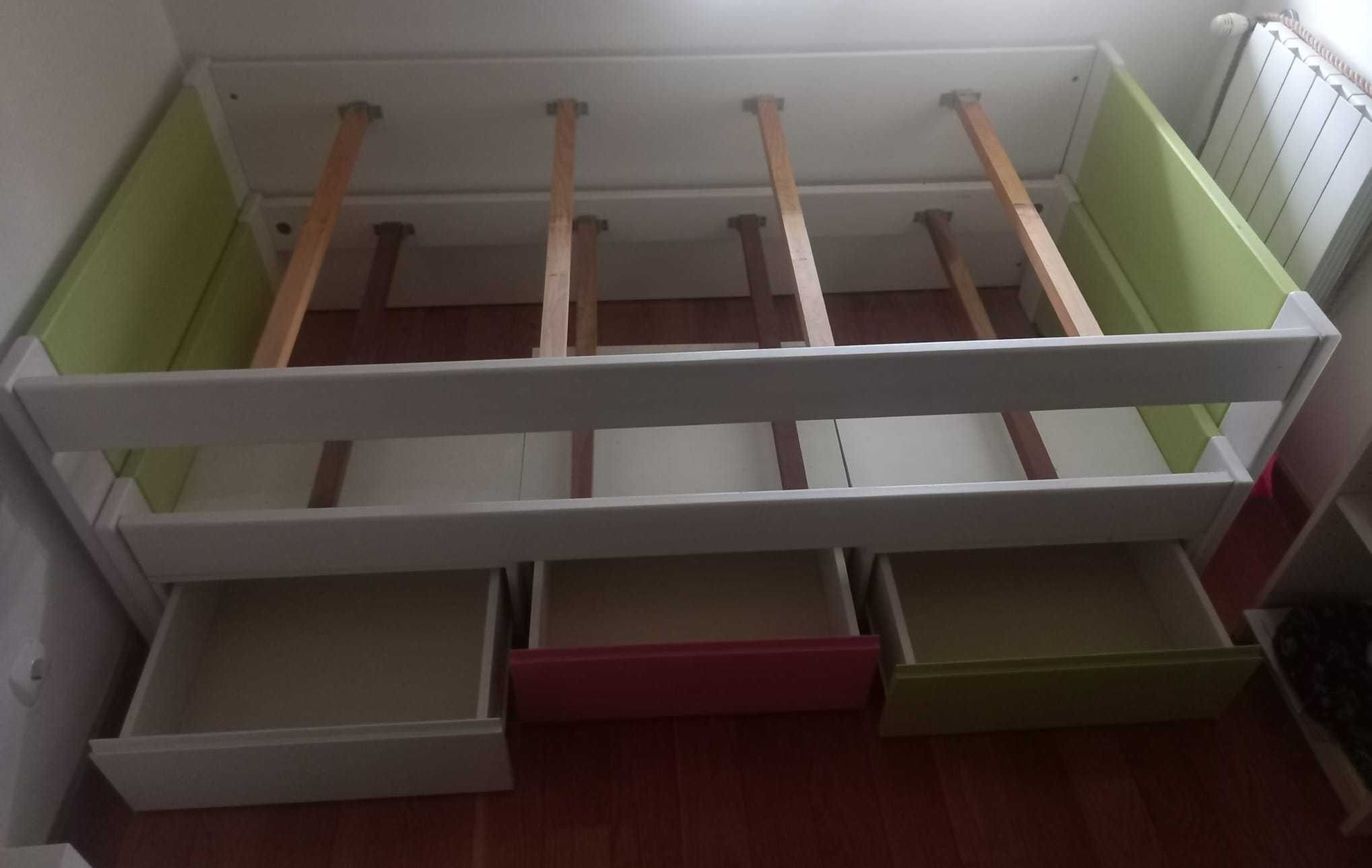 Cama dupla juvenil 90cm com 3 gavetas (usada)