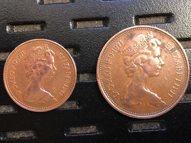 New Penny e 2 New Pence 1971 Raríssimas.1a cunhagem