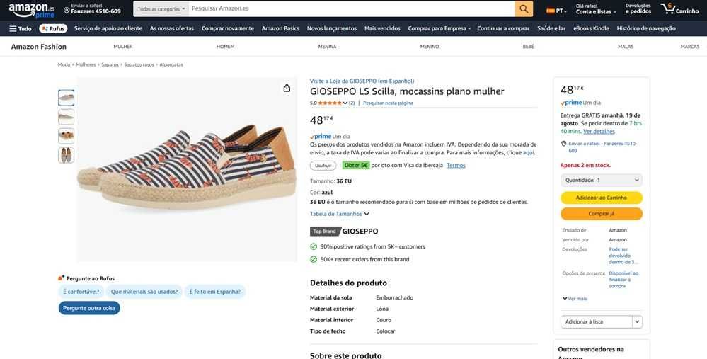 Gioseppo La Siesta Alpercatas Tam: 36 (270)