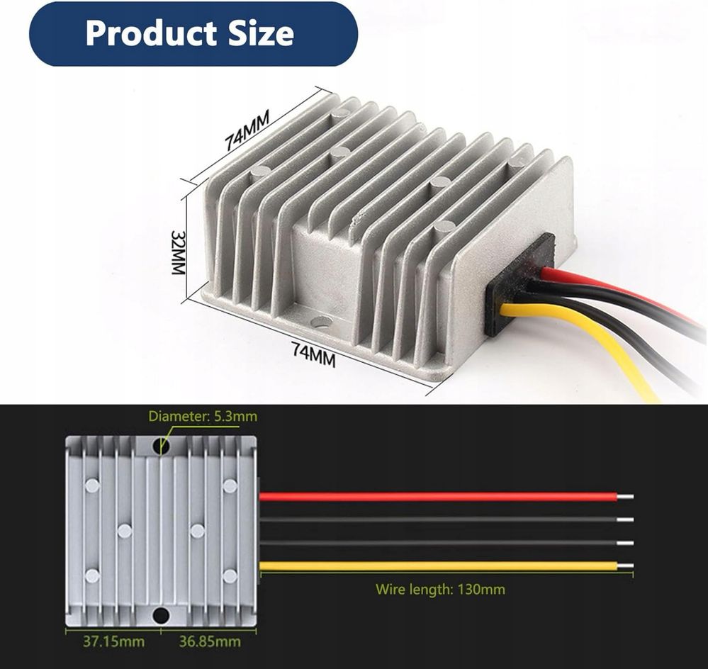 Wodoodporny transformator 20-60V do 12V DC 36V 48V 240W IP68