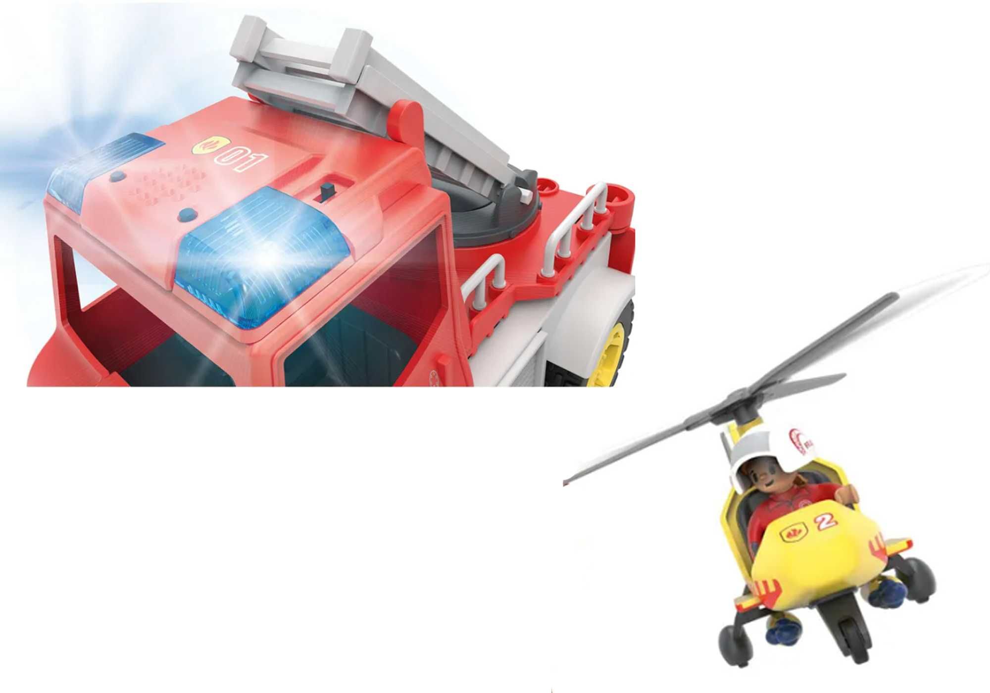 REMIZA STRAŻ pożarna wóz strażacki helikopter akcesoria dźwięki LED