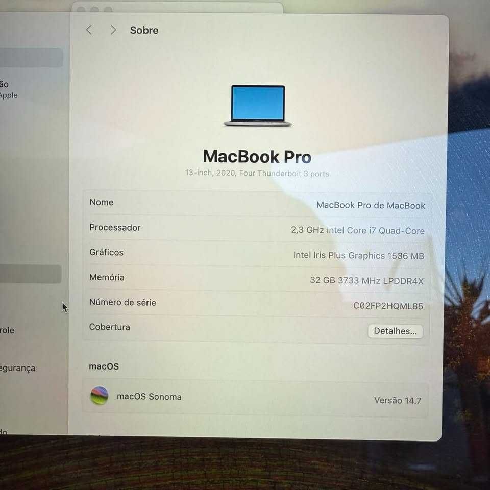 Apple MacBook Pro 2020 - Intel i7 QuadCore - 32gb - 512gb -Thunderbolt