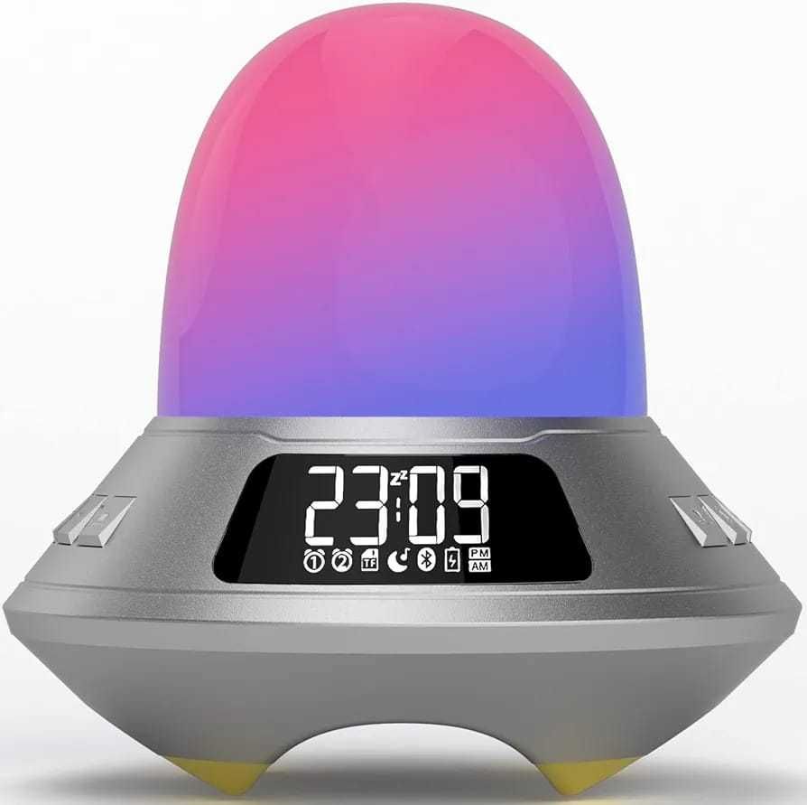 Głośnik z funkcją Bluetooth budzik lampka nocna 9 kolorów