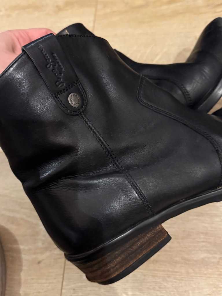 Buty kowbojki sztyblety botki Pepe Jeans Czarne skóra