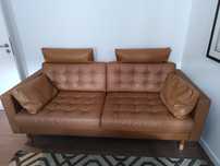 Sofá 3 lugares, IKEA Grann/Bomstad castanho dourado com pés de madeira
