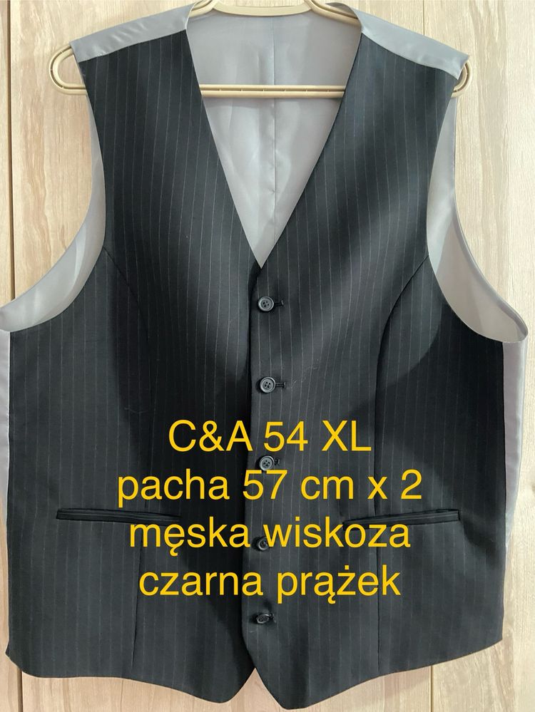 C&A XL Męska kamizelka czarna prążek elegancka Vintage