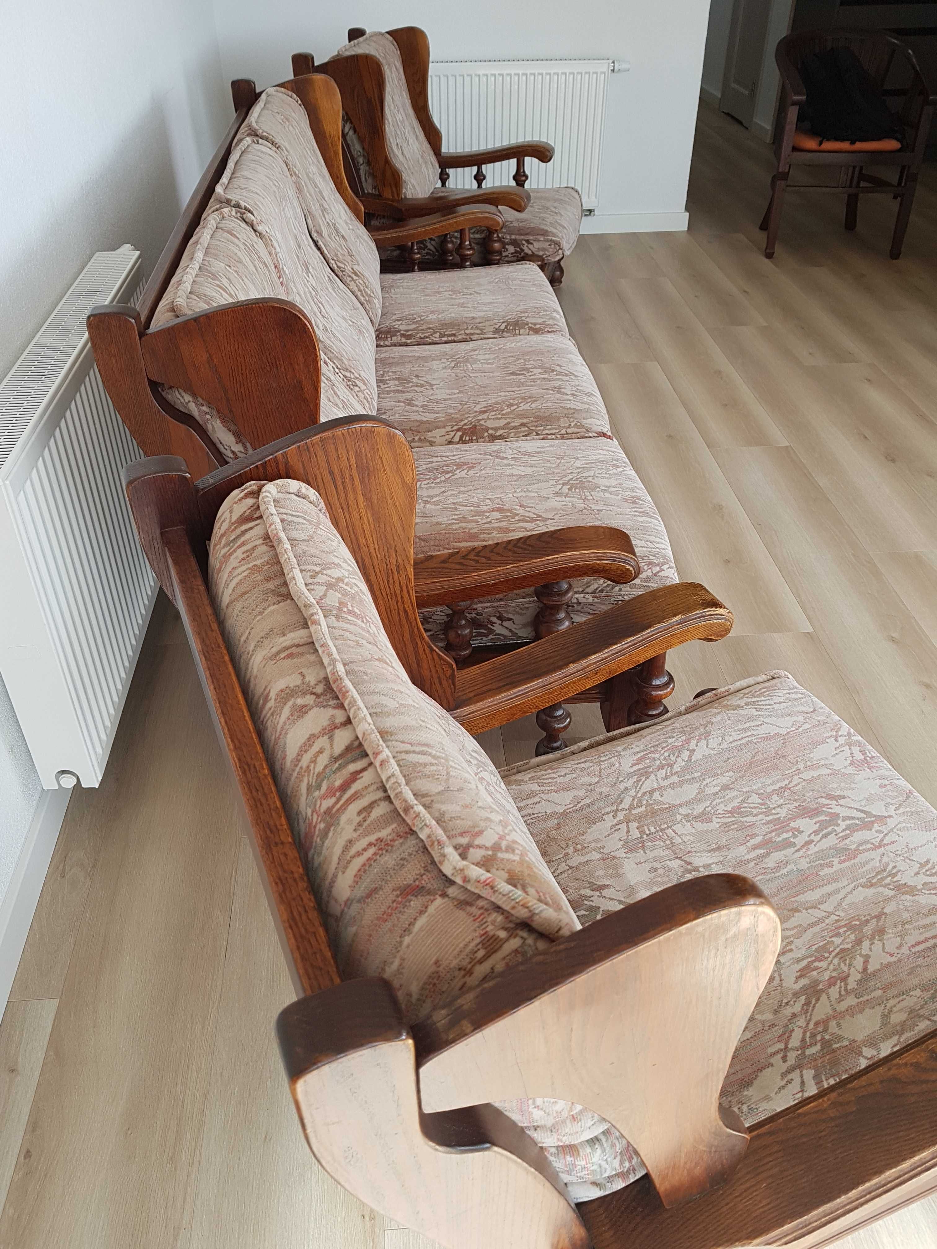 Meble wypoczynkowe dębowe Sofa i 2 Fotele Biłgoraj
