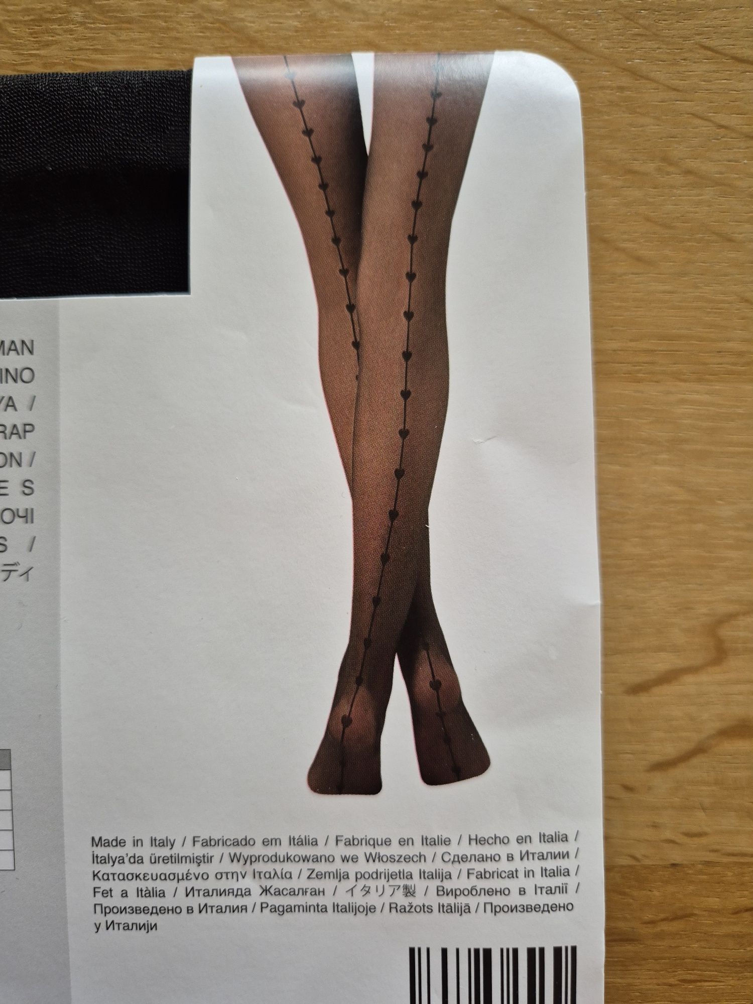 Rajstopy Calzedonia m/l czarne szew serduszka love your legs 30 den