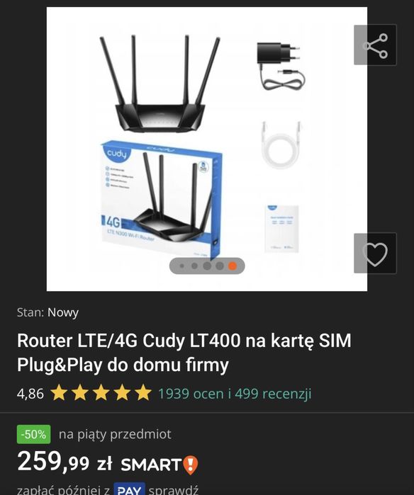 Router Cudy LTE/4G LT400 na karte sim