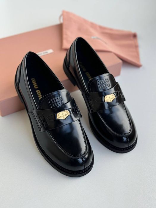 Лофери чорні/ коричневі Miu Miu