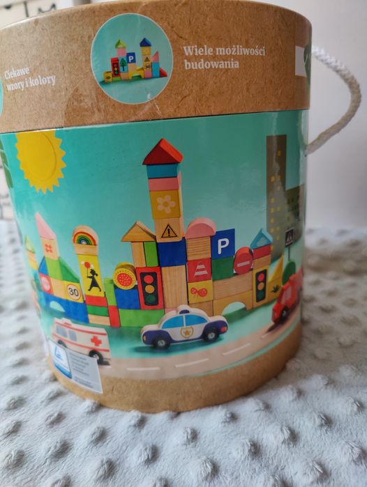 Drewniane klocki dla dzieci Miasto Elefun auta samochody