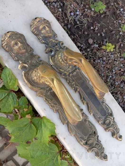 Антикварные Дверные Ручки Бронза Роскошные Нарядные 1500 грамм Франция