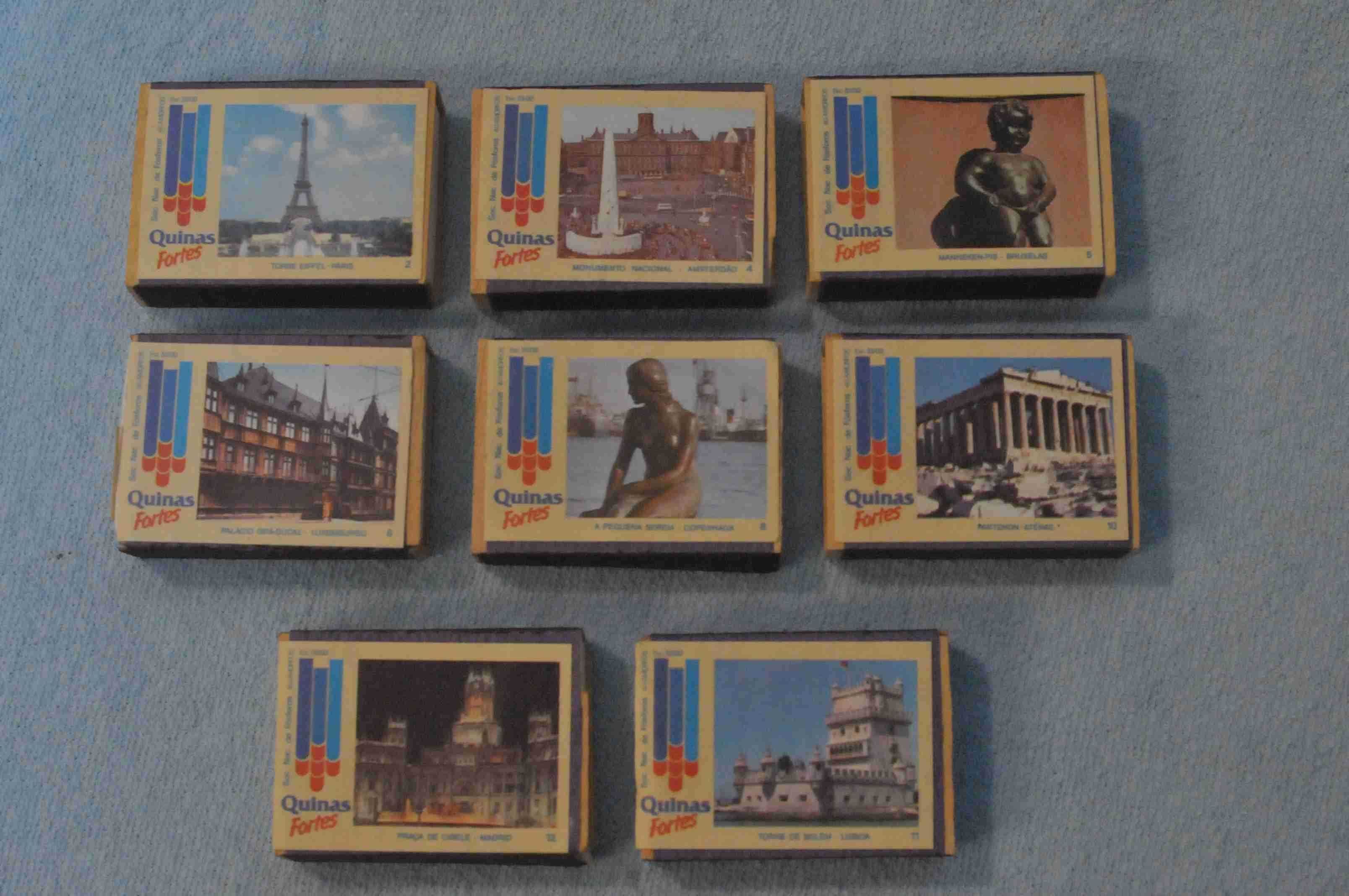 Vintage –  8 caixas de fósforos Quinas Fortes  – Os 12 da CEE