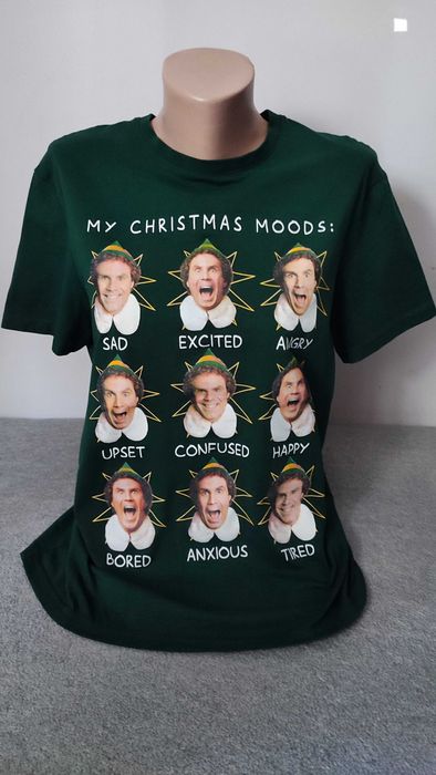 T-shirt klasyczny zielony świąteczny koszulka z nadrukiem rozmiar M