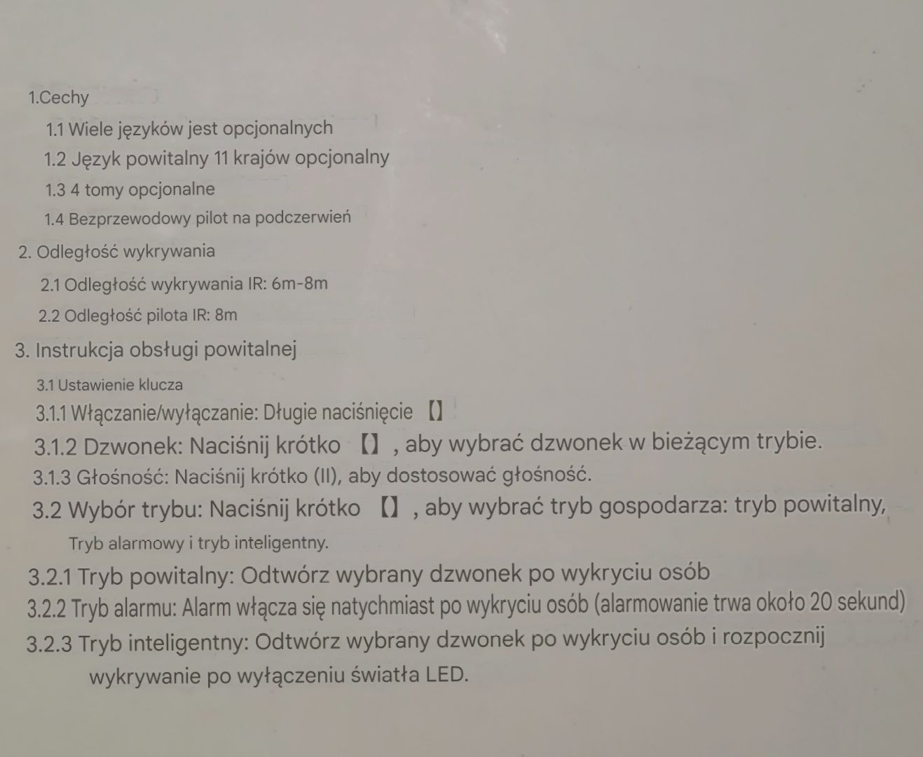 Dzwonek powitalny alarm pilot PIR czujnik ruchu podczerwień 110 dB