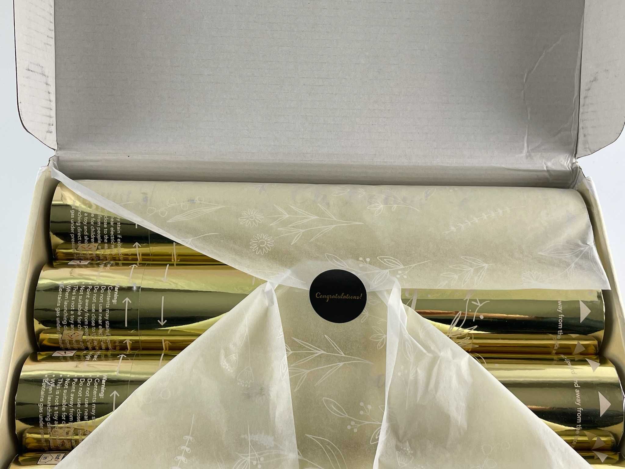 Tuby strzelające Konfetti 2x niebieskie 2x różowe na Baby Shower(C114)