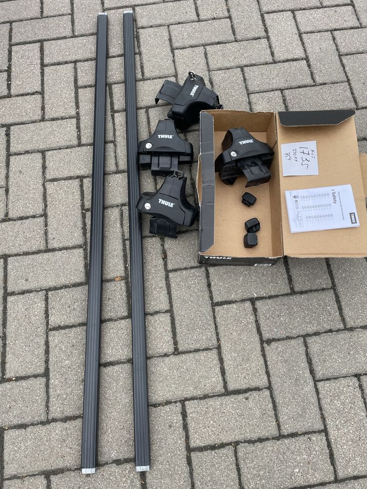 Bagażnik dachowy THULE kompletny belki 127 cm, KIT 1735, Stopy 754