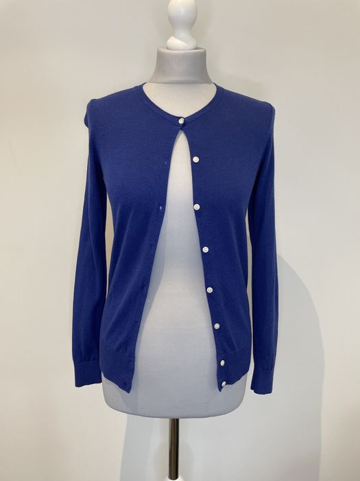 Banana Republic szafirowy rozpinany delikatny sweter z wiskozą