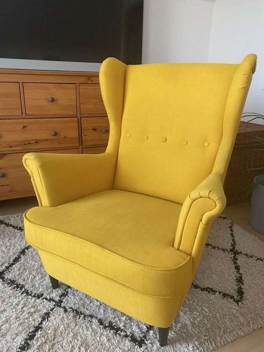 Fotel uszak ikea STRANDMON żółty