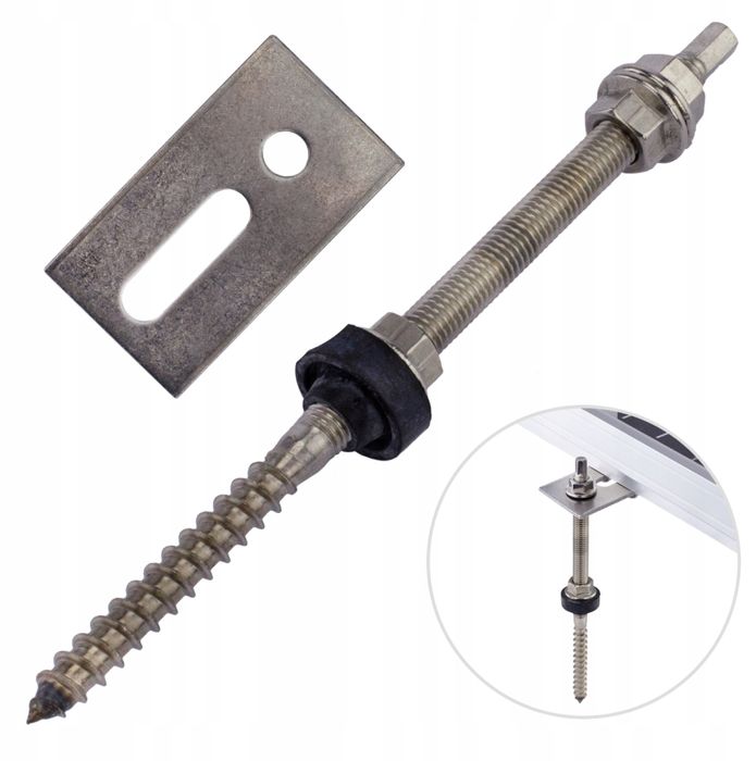 Гвинт-шуруп М10/200мм нержавіюча сталь + пластина-адаптор (комплект)