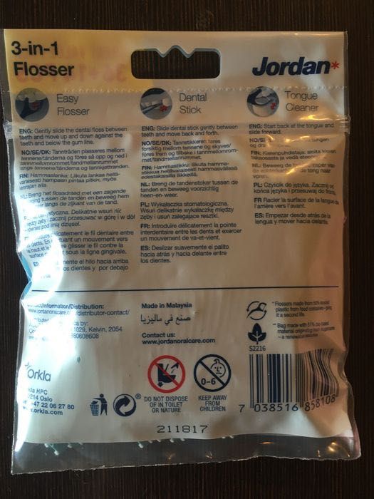 Jordan Flosser 3 in 1 (50 sztuk) Nić + wykałaczka + czyścik do języka