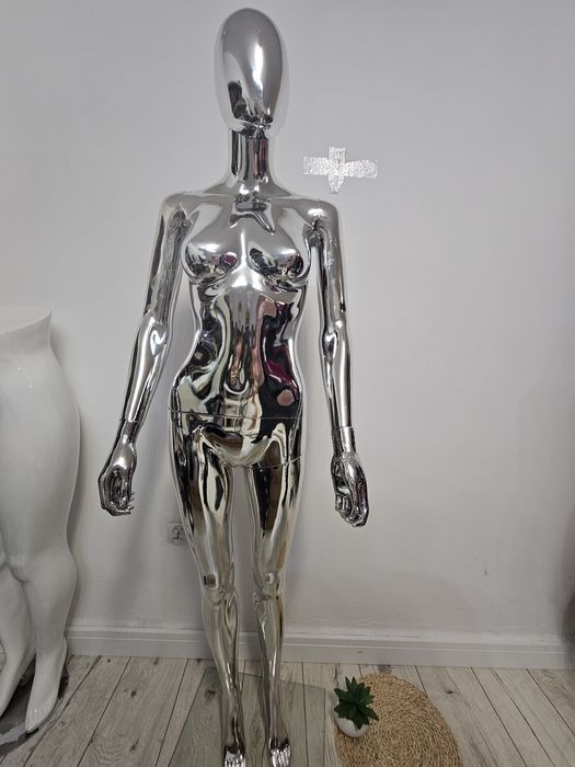 Cały manekin srebrny całopostaciowy Rozmiar 36