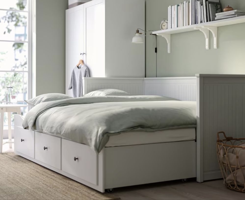 Cama individual/dupla c/3 gavetas, branco, 80x200