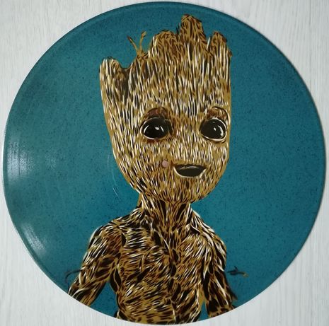 Baby Groot pintura original em disco de vinil