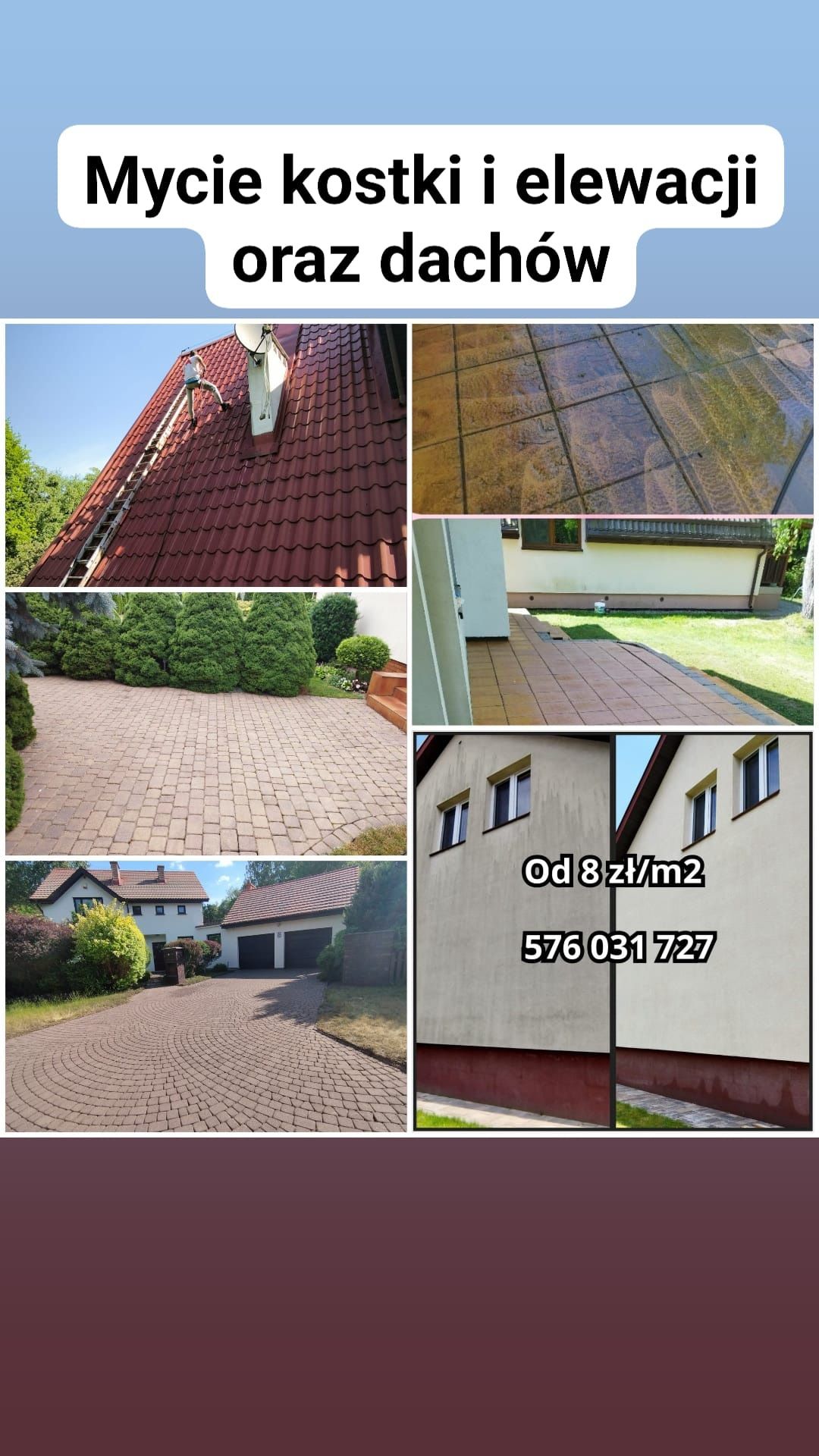 Czyszczenie i zabezpieczanie dachów , elewacji , kostki brukowej