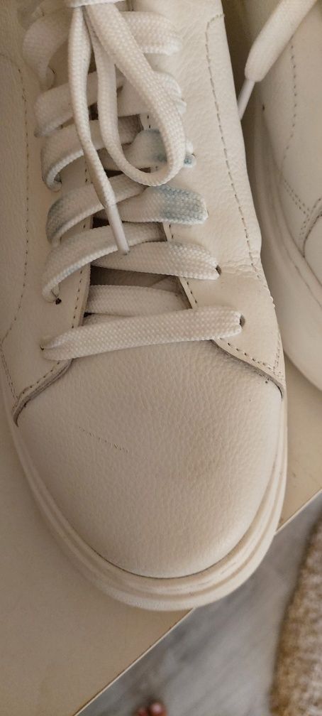 Skórzane sneakersy białe