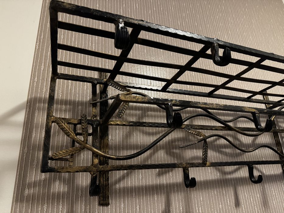 Wieszak metalowy pozłacany do przedpokoju 80x25x23