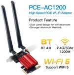 Karta sieciowa WiFi 2.4g/5Ghz PCI-E Bluetooth 4.0