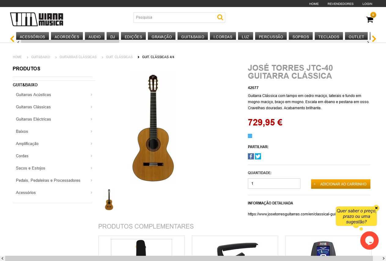 NOVA de fábrica - Guitarra clássica José Torres JTC-40