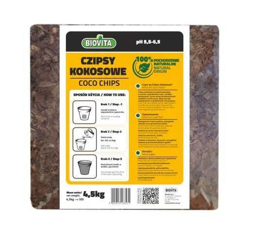 Biovita COCO chips czipsy kokosowe brykiet 4,5kg 50L
