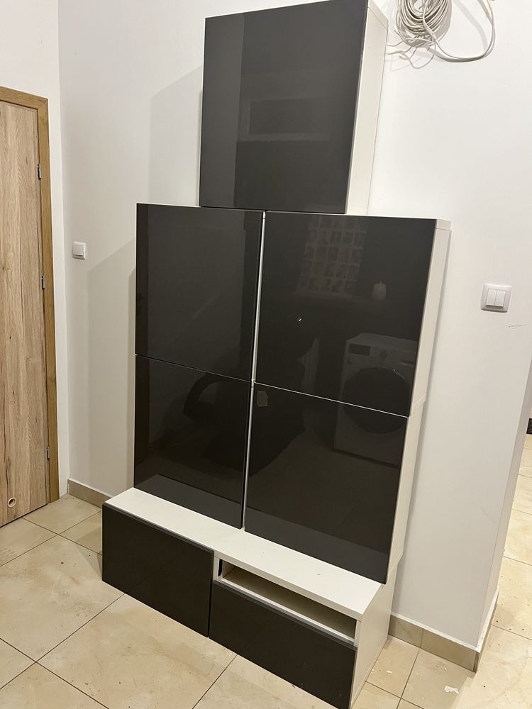 Ścianka RTV podwieszana . Meble do salonu . Ikea Besta 8 elementów