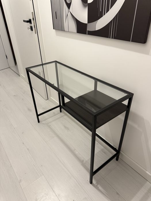 IKEA VITTSJO Stolik 100x36x74 czarnobrąz/szkło