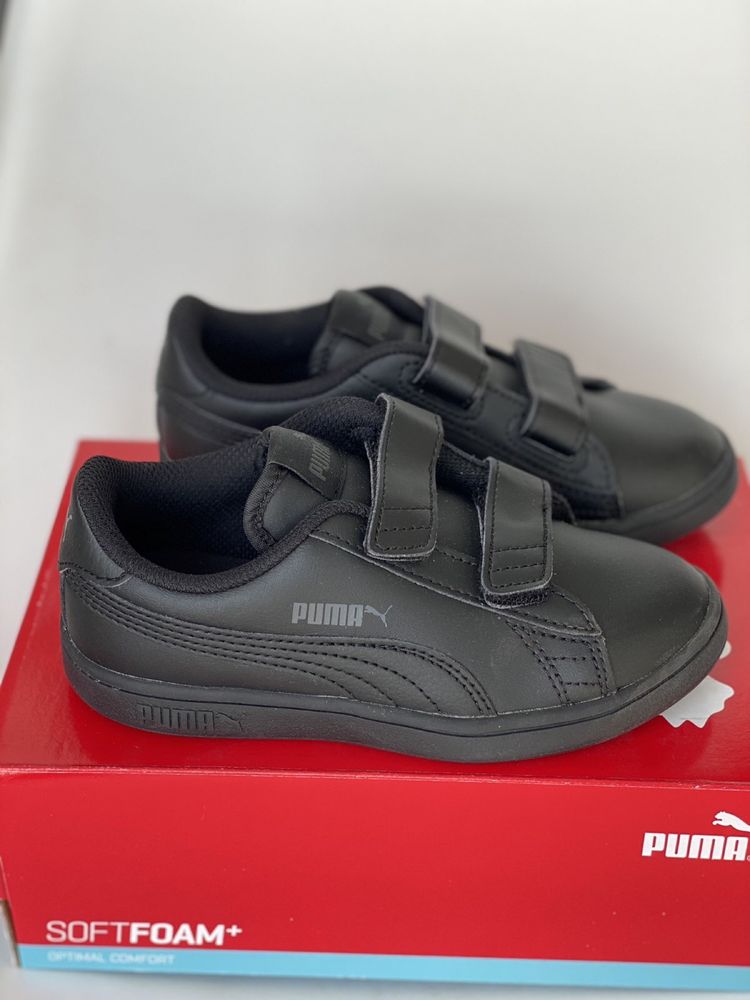 Детские кожаные кроссовки на липучках puma