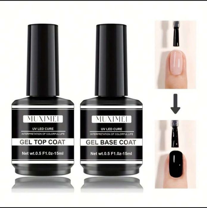 Baza + top coat manicure hybrydowy 2 x 15ml Muximei  O567