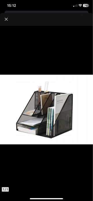 Organizer z przybornikiem A4 na biurko siatka + koszyk na długopisy