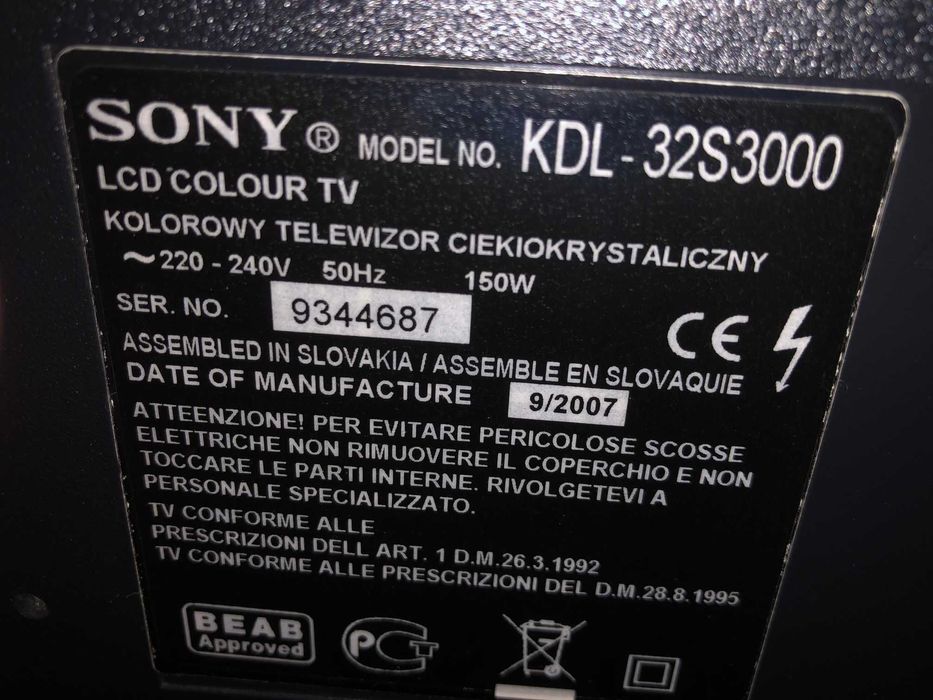 TV SONY BRAVIA KDL 32S3000