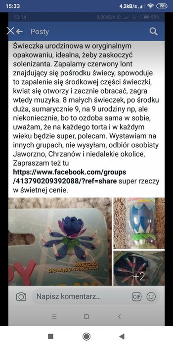 Świeczka urodzinowa tańcząco-grająca