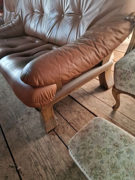 Zestaw wypoczynkowy skórzany 3+2+1