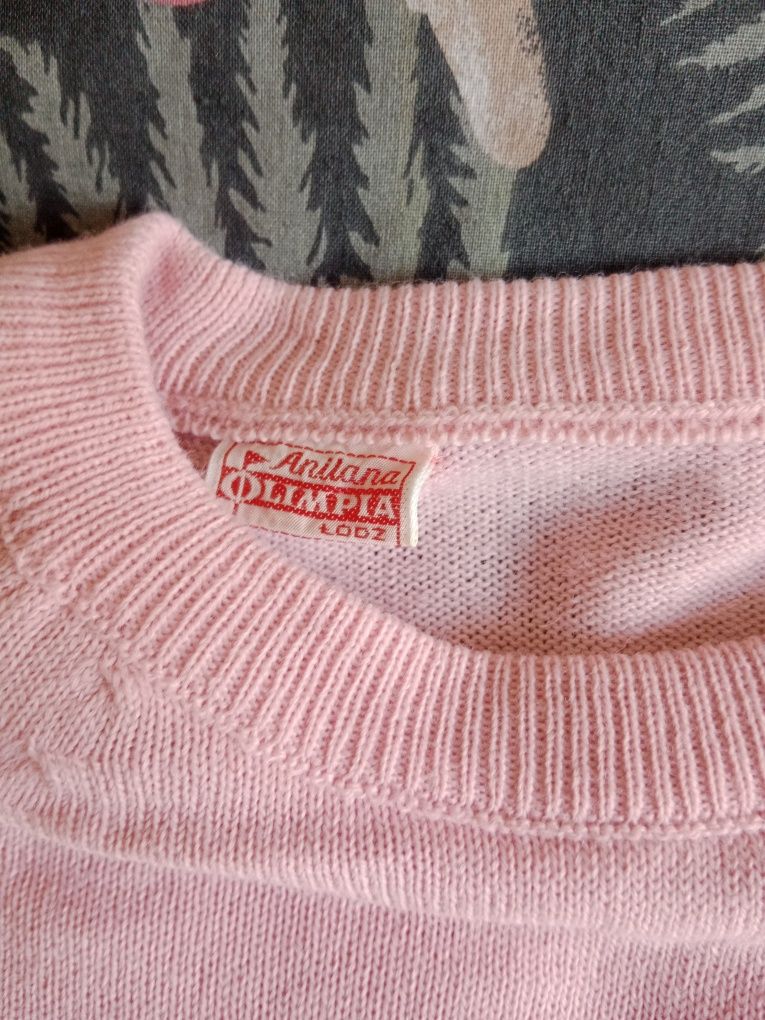 Sweter z PRL-u różowy S/M Olimpia Łódź