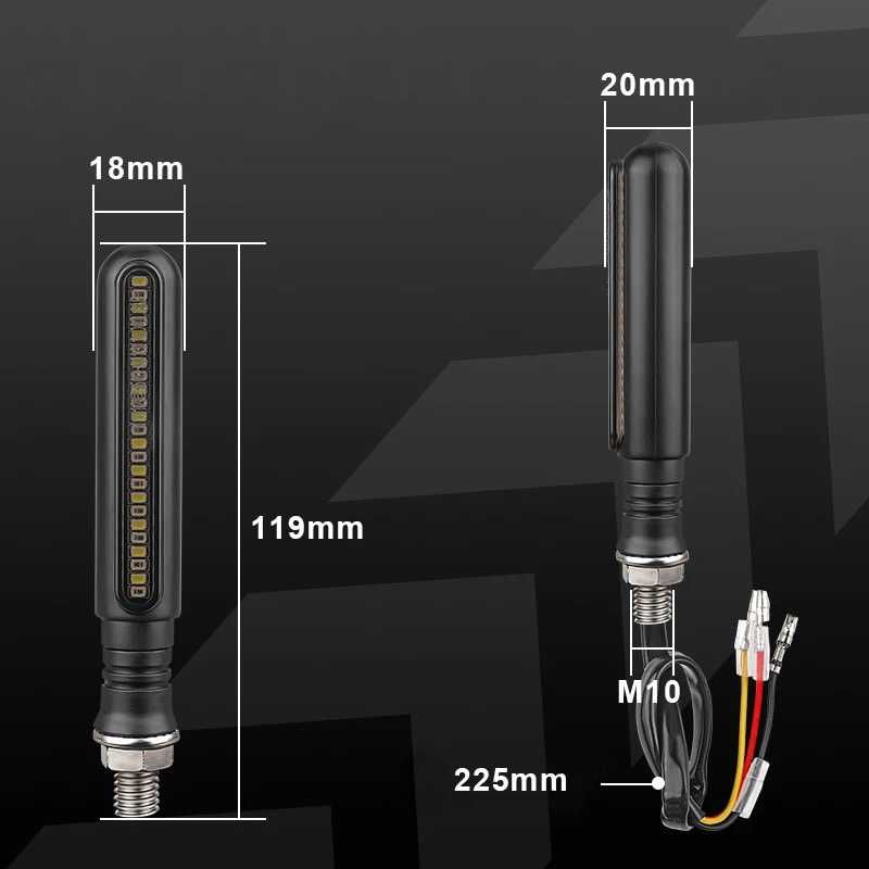 Conjunto piscas dinâmicos LED longos luz presença branca vermelha