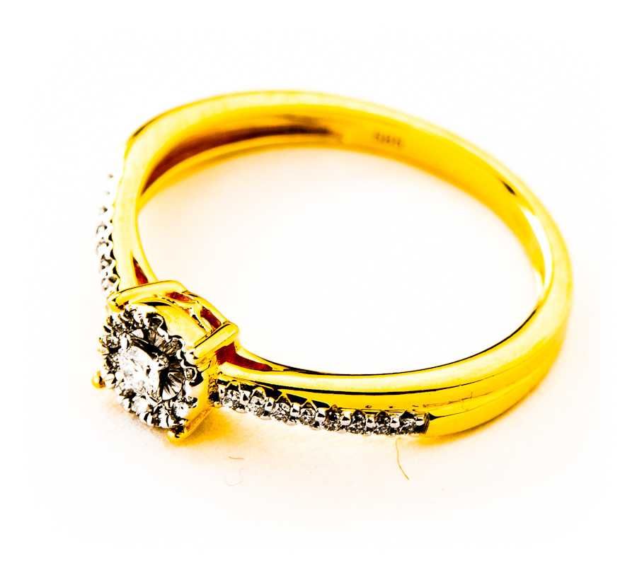 Złoty Pierścionek - DIAMENTY - 14K - 2,12g - BRIJU - DIAMONDS GOLD