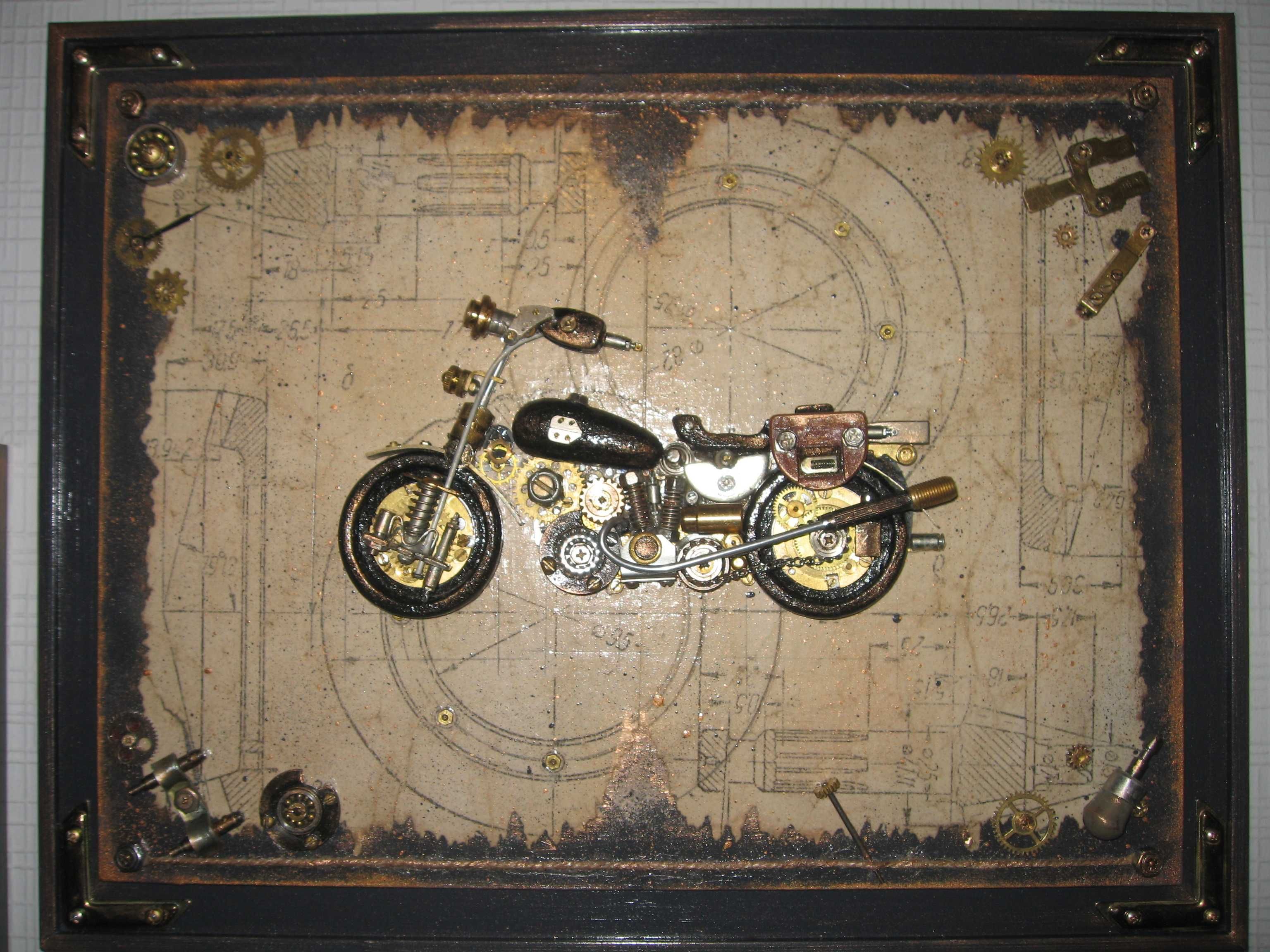 Стимпанк панно Harley Davidson