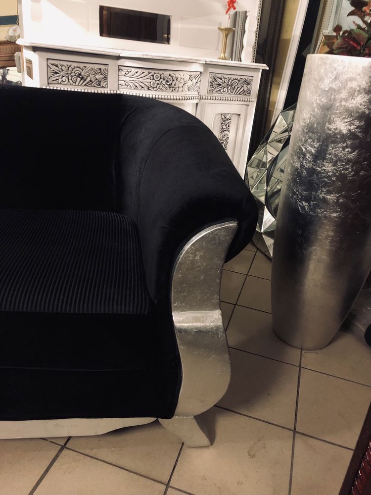 Dwujka sofa  Royal  czarna  glamour
